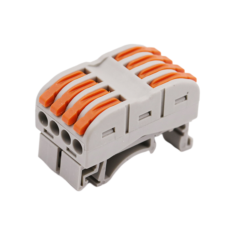 4 In 4 Out Orange DIN Rail Terminal Quick Connector